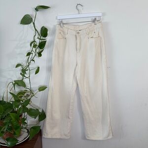 Cider Cream / Off White Wide Leg Cotton Blend Soft Light Weight Jeans